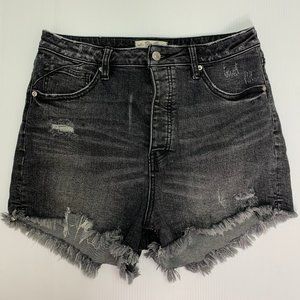 We The Free 31 Denim Cut Off Shorts Black Distress